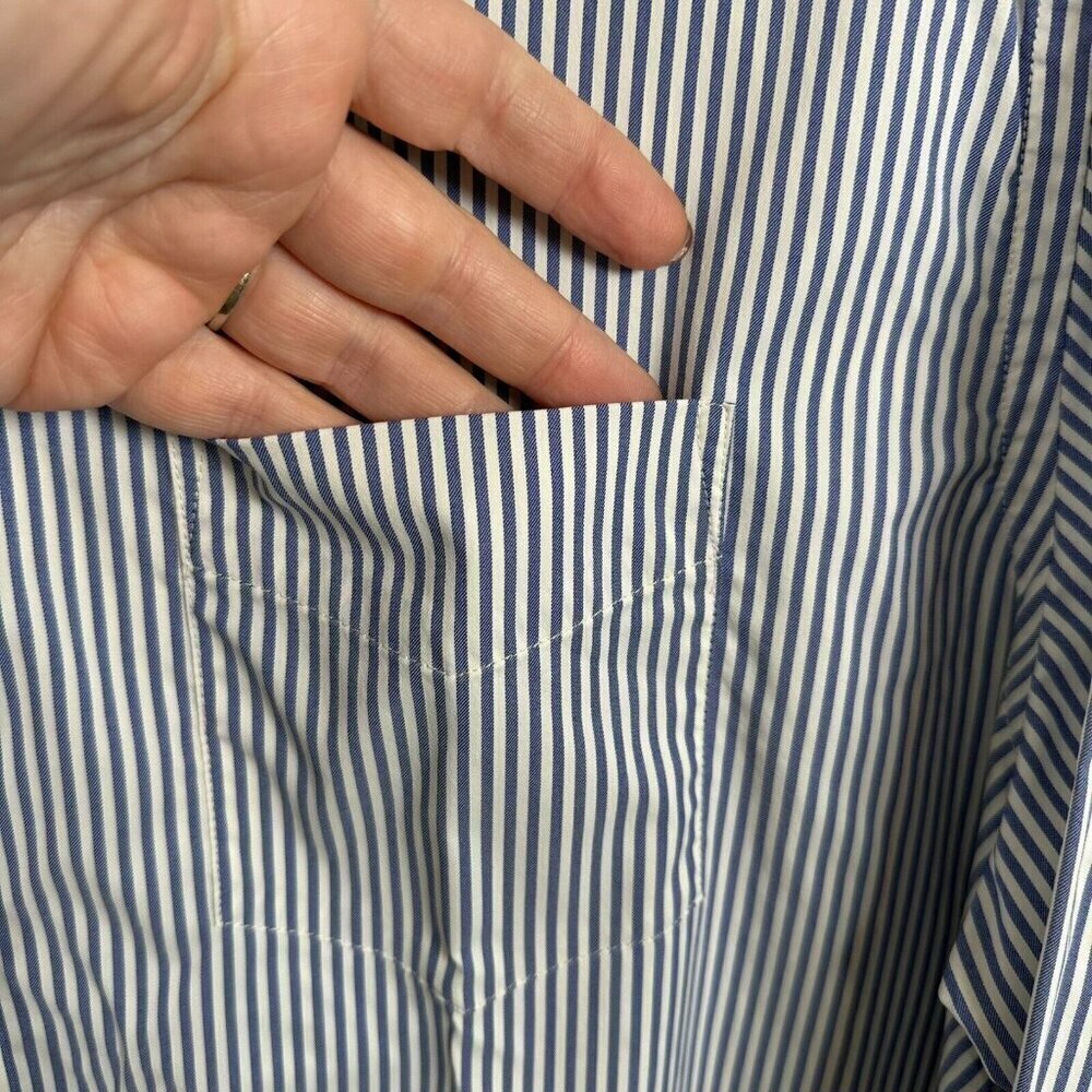 UNTUCKit Button Down Dress Shirt Mens XLarge Blue Stripe Performance Career Work - Picture 2 of 10